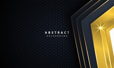 Modern gold black background with 3D Overlap layers effect.