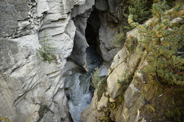 gauri kund, where river bhagirathi flowing inside the  cavern in the mountains 
