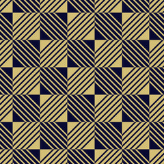 luxury geometric seamless pattern blue black gold abstract texture background, flat decorative golden brown line tile grid circle square rhombus vector, mesh business web poster card backdrop template