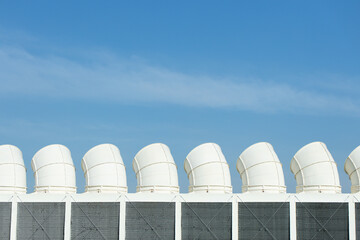 Fototapeta premium HVAC Air cooling tower outdoor large scale air conditioner chilling units at building rooftop