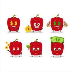 Red pepper cartoon character with cute emoticon bring money