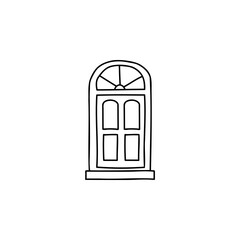 entrance door doodle sketch style icon. isolated on white background simple ink hand drawn Vector illustration