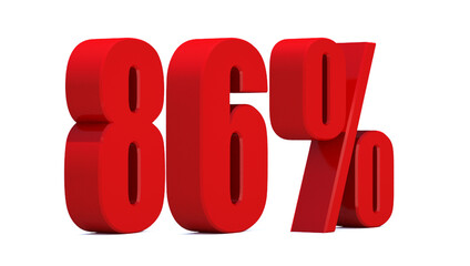  86 Percent off 3d Sign on White Background, Special Offer 86% Discount Tag, Sale Up to 86 Percent Off,big offer, Sale, Special Offer Label, Sticker, Tag, Banner, Advertising, offer Icon