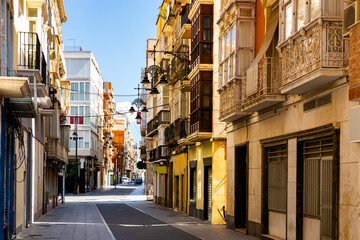 Fototapeta na wymiar View of streets and houses of Cartagena city in Region of Murcia, Spain