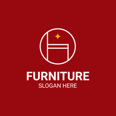 Modern Unique Furniture and Household with Sofa or Chair Icon Logo Vector Design Template Isolated.