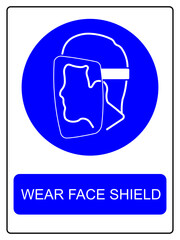 Wear face shield vector sign isolated on white background, face protection safety symbol