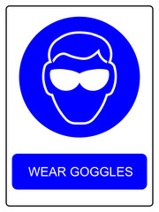 Wear goggles vector sign isolated on white background, eye protection safety symbol