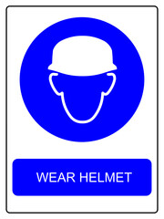 Wear helmet vector sign isolated on white background, head protection safety symbol