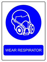 Wear respirator vector sign isolated on white background, health protection safety symbol