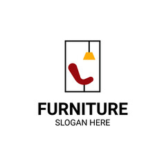 Modern Unique Furniture and Household with Sofa or Chair Icon Logo Vector Design Template Isolated.
