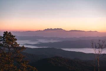 purple light in the early morning,Landscape mountain in the morning