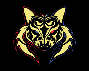 illustration vector design graphic of cat tribal
