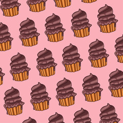 delicious sweet cupcakes pattern background