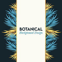 botanical lettering in poster with golden and blue leafs