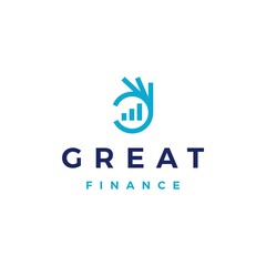 Fototapeta premium ok hand finance bar chart hand gesture logo vector icon illustration