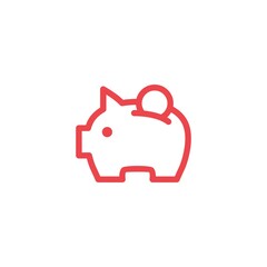 piggy bank line outline logo vector icon illustration