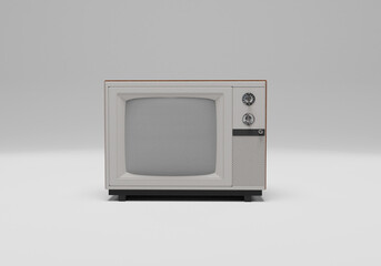 3D rendering retro style TV on white background