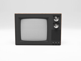 3D rendering retro style TV on white background