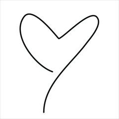 Heart simple hand draw icon. Outline heart marker vector illustration.
