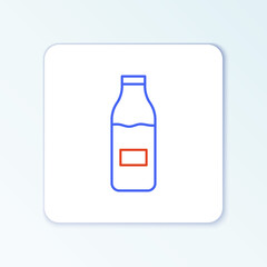 Line Closed glass bottle with milk icon isolated on white background. Colorful outline concept. Vector.