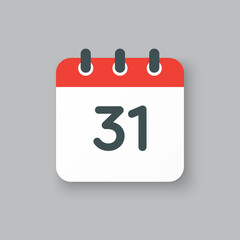Vector icon calendar day number 30, 30th day month