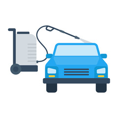 Car Pressure Wash Concept, Mobile Water Gun Vector Color Icon Design, covid car cleaning service Symbol on white background, Vehicle disinfection Sign,