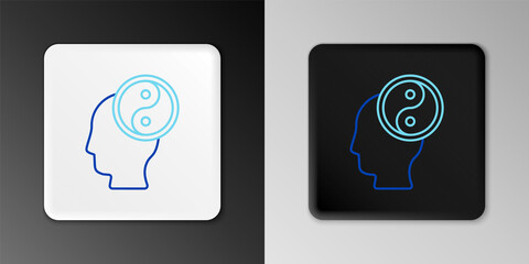 Line Yin Yang symbol of harmony and balance icon isolated on grey background. Colorful outline concept. Vector.