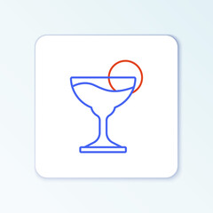 Line Margarita cocktail glass with lime icon isolated on white background. Colorful outline concept. Vector.