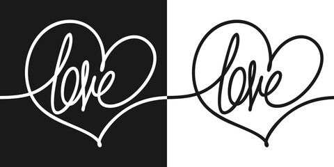 Seamless Abstract Love Symbol Heart Continuous Line Art Drawing Vector Illustration