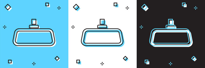 Set Car mirror icon isolated on blue and white, black background. Vector.