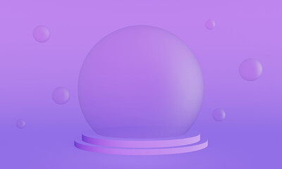 3D rendered purple bubble stage pudium