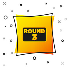 Black Boxing ring board icon isolated on white background. Yellow square button. Vector.
