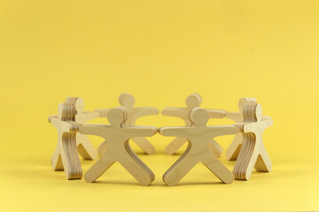 Business team people stand together in a circle. Brainstorming concept