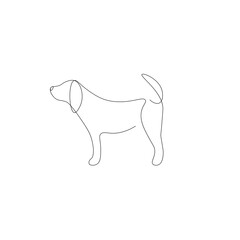 Dog animal line drawing, vector illustration