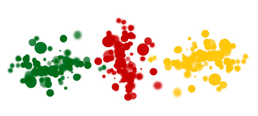 Multicolored circles of splashes of paint plyama. On white background.