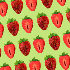 fresh strawberries fruits pattern background