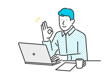 リモートワークで仕事をするビジネスパーソンのイラスト素材