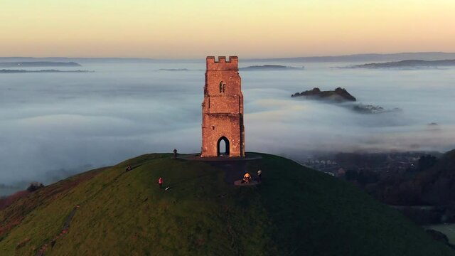 United Kingdom, England, Somerset, Glastonbury, St. Michael's Church Tower on Glastonbury Tor