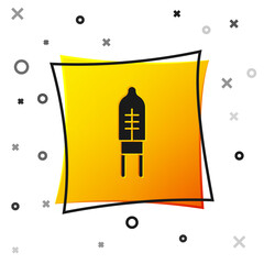 Black Light emitting diode icon isolated on white background. Semiconductor diode electrical component. Yellow square button. Vector.