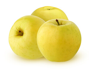 yellow apples isolated on a white background with a clipping path.