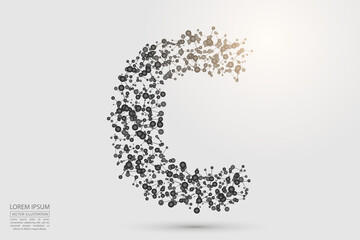 English letters abstract font consists 3d of triangles, lines, dots and connections. Vector illustration EPS 10.