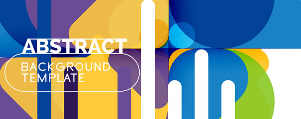Flat geometric round shapes and dynamic lines, abstract background. Vector illustration for placards, brochures, posters and banners