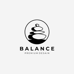 Hard Balance Stone Logo Vector Design Illustration Vintage, Line Art Stone, Simple Logo Spa, Healthy Care Logo