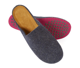 purple felt shoes isolated on white background