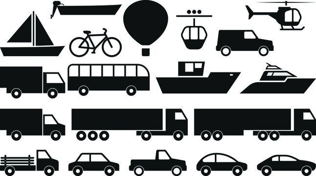 Transport icon collection - vector silhouette. EPS10