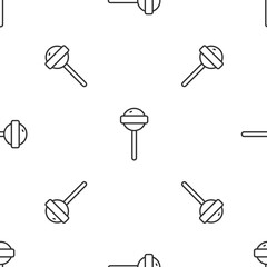 Grey line Lollipop icon isolated seamless pattern on white background. Food, delicious symbol. Vector.