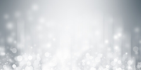 3D illustration Xmas white Bokeh blur backdrop. Circle light on blue background. abstract light wallpaper.