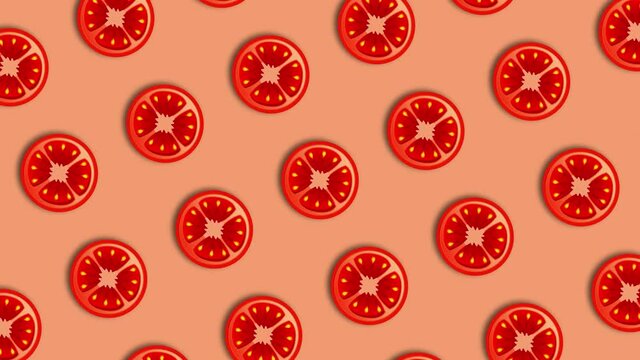tomato slices in pattern rotating loop animated background 4K