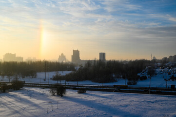 Fototapeta premium Photo of heavenly clouds on nature winter in the city