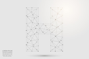 English letters abstract font consists 3d of triangles, lines, dots and connections. Vector illustration EPS 10.